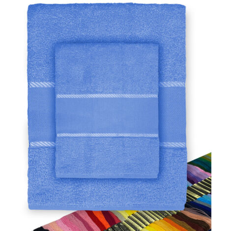 Set Asciugamani Spugna Tela Aida da ricamare Punto Croce 1+1 Viso E OSPITE con Filato in Omaggio Bluette