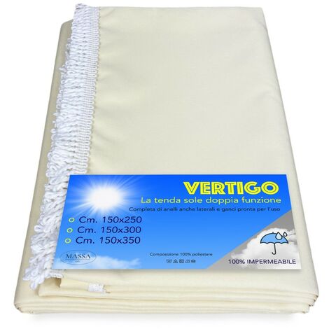 TENDA SOLE VERTIGO da esterno GIARDINO balcone PANNA UNITO impermeabile e idrorepellente Cm. 150 x 350