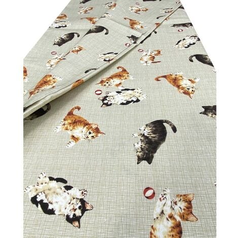 TELO ARREDO copritutto GRAN FOULARD COPRILETTO copridivano tessuto DIGITY  GATTINI beige in puro cotone 1 PIAZZA