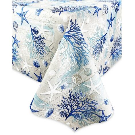 TOVAGLIA in COTONE mare MARINO coralli BLU Cm. 180 rotondo