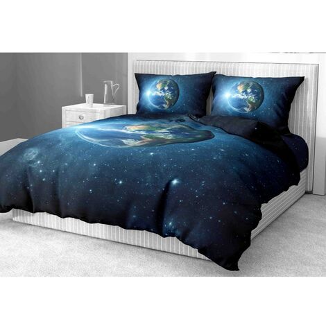 Copripiumino Matrimoniale In Microfibra Morbidissima Con Stelle - Sacco 250x200 + Federe 40 Cm - Colore Blu, No Stiro - 3