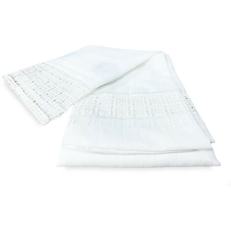 COPPIA tendina a vetro EGITTO con PIZZO macramè bianco COPPIA (2 TELI) CM. 70X150