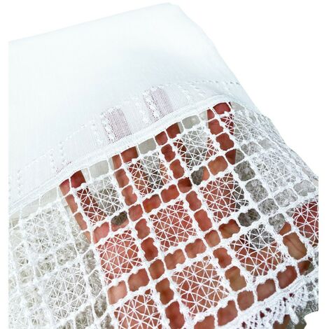 TENDA tendaggio EGITTO con PIZZO macramè bianco cm. 140x290