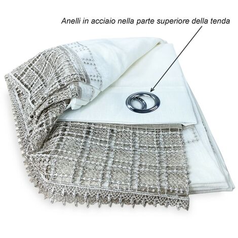 TENDA tendaggio EGITTO con PIZZO macramè grigio cm. 140x290