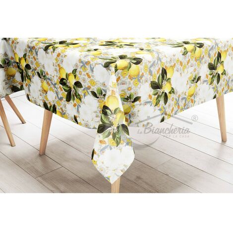 TOVAGLIA LIMA © in TELA CERATA plastificata LAVABILE idrorepellente in PVC LIMONI made in Italy Cm.140x300 x18 persone