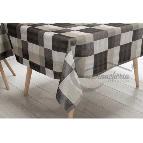 TOVAGLIA LIMA © in TELA CERATA plastificata LAVABILE idrorepellente in PVC MODERN marrone made in Italy Cm.140x500