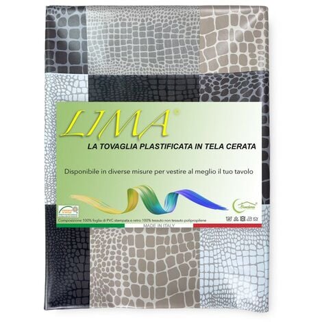 TOVAGLIA LIMA © in TELA CERATA plastificata LAVABILE idrorepellente in PVC  MODERN grigio made in Italy Misura Tovaglia Cm. 140x100 x4 persone