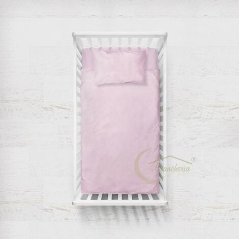 COMPLETO LENZUOLO PEDRO per lettino BAMBINO in tinta unita puro cotone Rosa