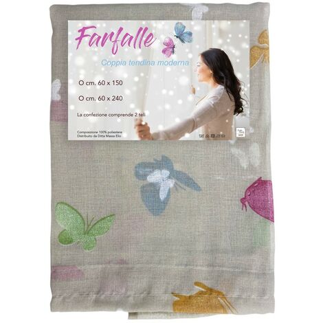 Coppia Tendine Ricamate Leaf Beige 60x240 Cm – Semitrasparenti In Poliestere