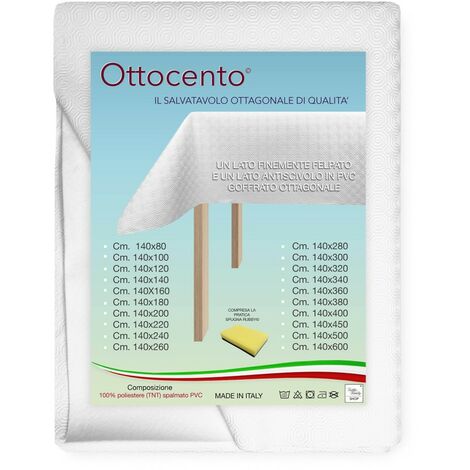 SOTTOTOVAGLIA MOLLETTONE salva tavolo PROTEGGI TAVOLO bianco Gommato antiscivolo con spugna RUBBY© Cm. 140x160