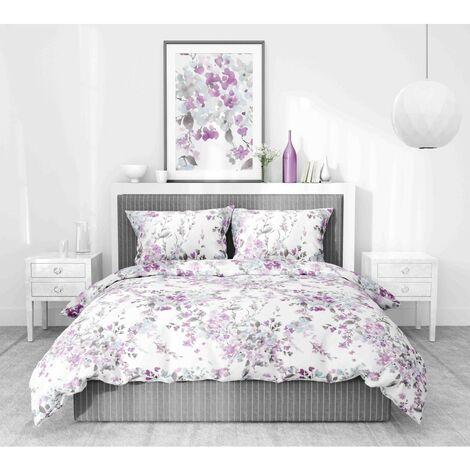 COPRIPIUMINO FIORE Dipinto Rosa in Puro cotone Made in Italy Cm. 250x200