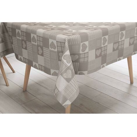 TOVAGLIA LIMA © in TELA CERATA plastificata LAVABILE idrorepellente in PVC CUORE BEIGE Made in Italy Cm.140x300 x18 persone