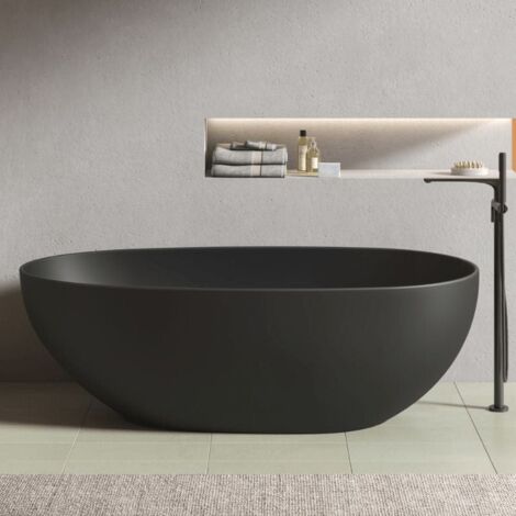 Freistehende Badewanne FLORIDA SCHWARZ MATT 180 cm