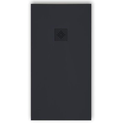 Mineralguss-Duschwanne extra flach PURE Schieferoptik anthrazit 70x120 cm Auslaufschutz in Farbe (1/5)