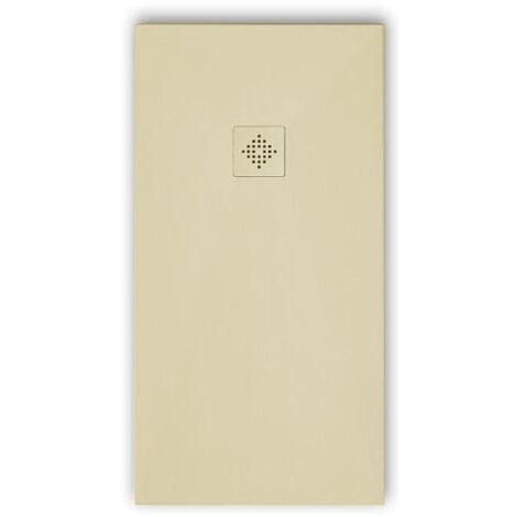 Mineralguss-Duschwanne extra flach PURE Schieferoptik beige 100x140 cm Auslaufschutz in Farbe (1/5)