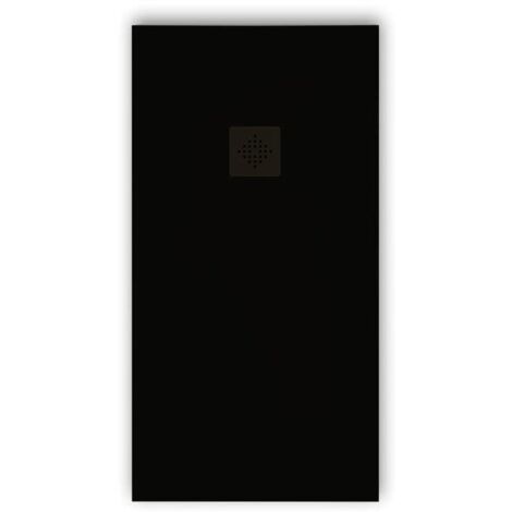 Mineralguss-Duschwanne extra flach PURE Schieferoptik schwarz 100x100 cm Auslaufschutz in Farbe (1/5)