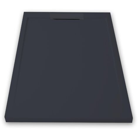 Mineralguss-Duschwanne extra flach LUX Schieferoptik anthrazit 70x100cm Auslaufschutz in Farbe (1/5)