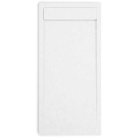 Mineralguss-Duschwanne extra flach QUORE Schieferoptik WEISS 90x200cm