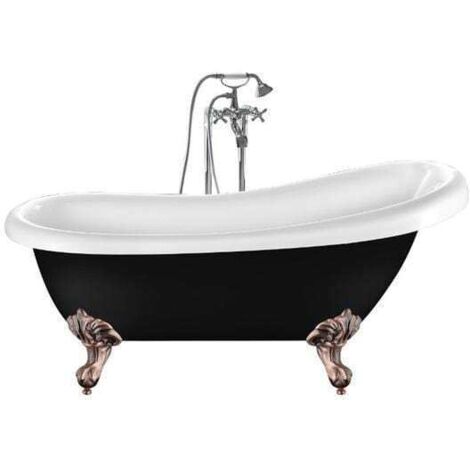 Freistehende Badewanne RICHMOND schwarz Adlerfüße ALTKUPFER 171
