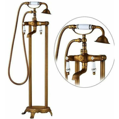 Freistehende Retro-Badewannenarmatur FLORINA altgold (1/4)