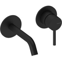 SANYCCES LOOP ColdOpen Wand-Waschtischarmatur Unterputz mit 14 cm Ausladung inkl. Unterputz-Einbaukörper, schwarz matt