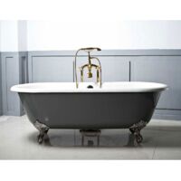 Freistehende Gusseisen Badewanne PLYMOUTH grau Füße CHROM 190