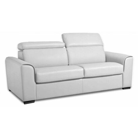 Canapé d'angle réversible en cuir blanc avec appuie tête relax HAVANE