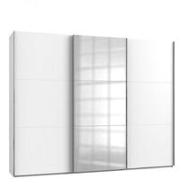 Armoire coulissante LISBETH 2 portes blanc 1 miroir 300 x 236 cm HT - blanc