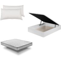 Pack Canapé de madera Blanco + Colchón PRO Nature + Almohada Fibra 200cm