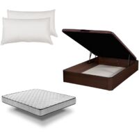 Pack Canapé de madera Wengué + Colchón PRO Nature + Almohada Fibra - Envío y Montaje Incluidos - 200cm