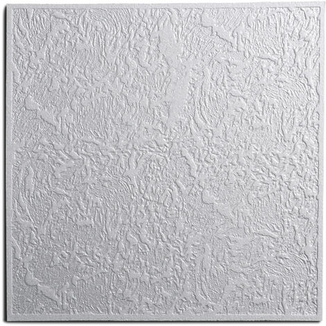 DECOSA Dalle de plafond Luxemburg - polystyrène - blanc - effet crépi - 50 x 50 cm - 8 sach. (=16 m2)