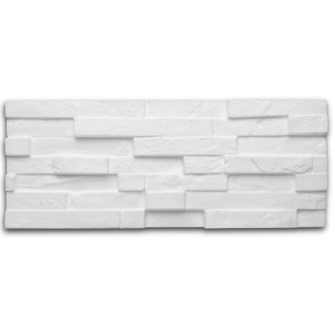 DECOSA Panneau mural à décorer Sierra 3D-relief - aspect briquette - polystyrène - blanc - 20 x 50 cm - 14 sach. (=7 m2)