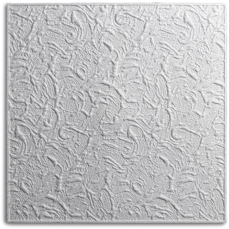 DECOSA Dalle de plafond PARIS - polystyrène - blanc - effet crépi - 50 x 50 cm - 10 sach. (=20 m2)