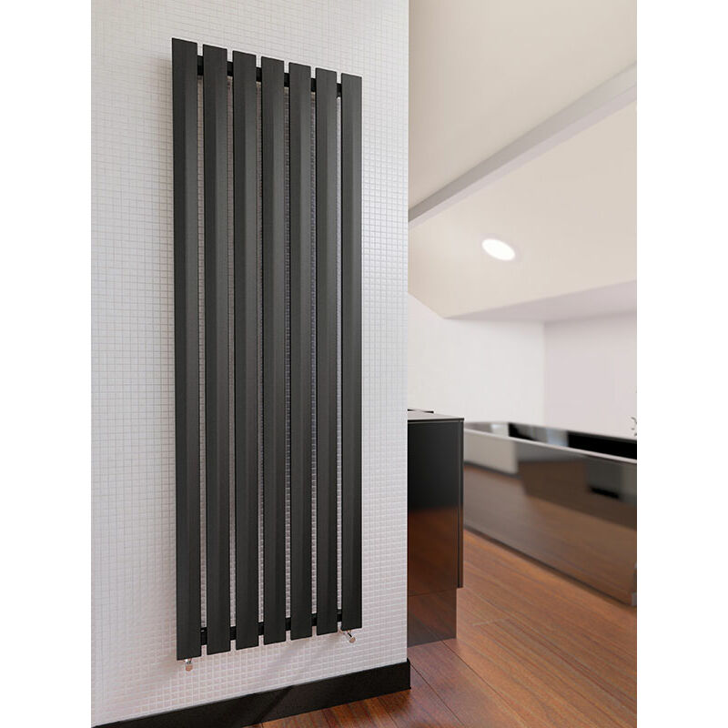 Mai & Mai Radiateur à Eau Chaude Mural Chauffage Central 160x30cm Radiateur  Gris Noir Vertical en Acier Double Couche Design Vertical