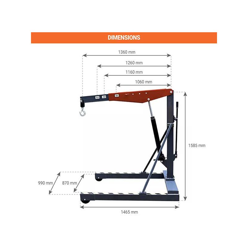 Chèvre de levage pliante en V - Charge max 1000 kg - 855010011