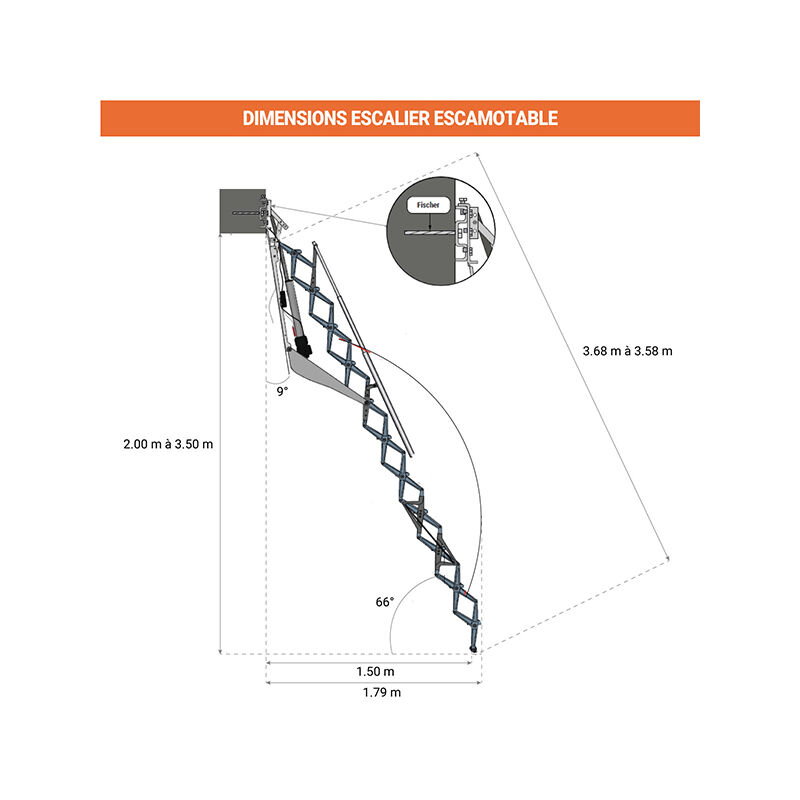 Escalier escamotable électrique pour mezzanine standard - FGM/65/SP-V
