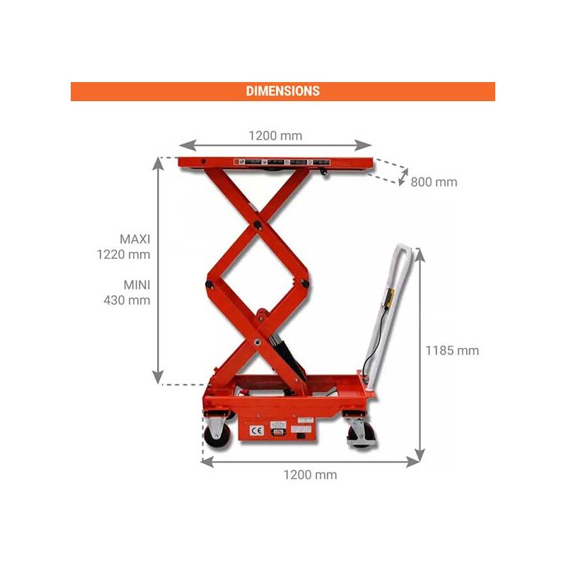 Plateau élévateur pliable pour table élévatrice, contrôle de la