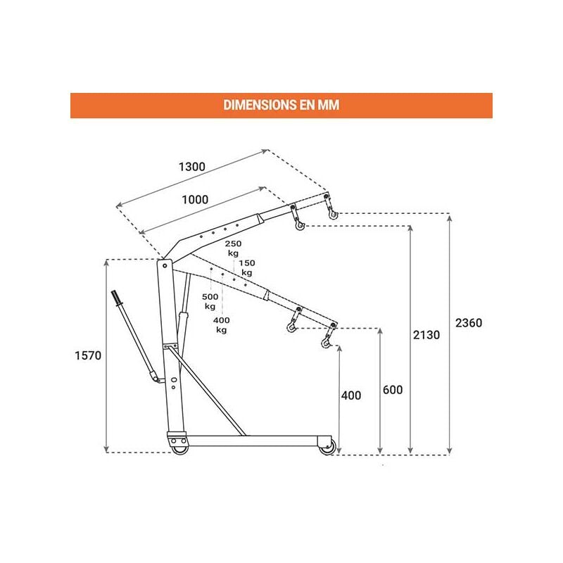 Chèvre de levage pliante en V - Charge max 1000 kg - 855010011