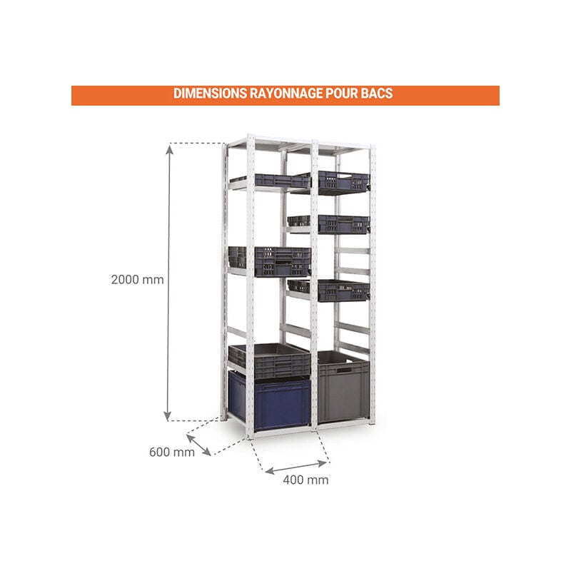 Rayonnage métallique modulable - largeur 1300 mm