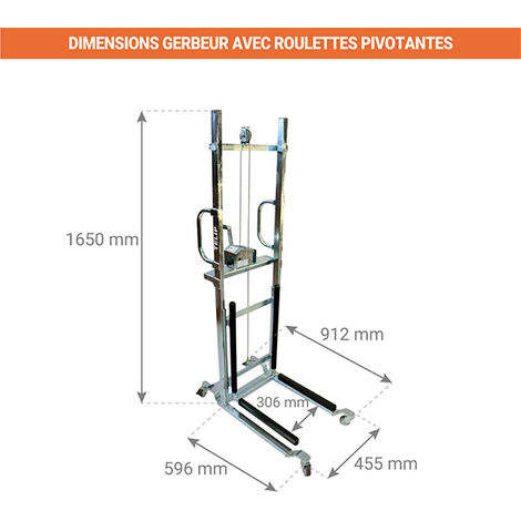 Gerbeur manuel fourches charge max 150kg - Roulettes pivotantes - 300707
