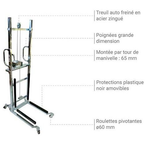 Gerbeur manuel fourches charge max 150kg - Roulettes pivotantes - 300707