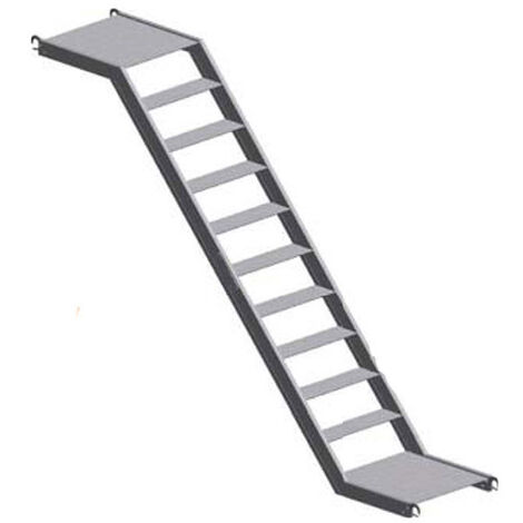 Matisère – Escalier droit en aluminium – Hauteur 1m – Longueur 1.80m – Marches antidérapantes 160mm – Assemblage par soudure manuelle