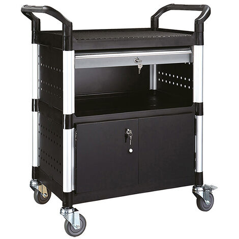 Servante en PP et aluminium - 3 plateaux - 1 tiroir - 1 coffre - S4T (1/5)