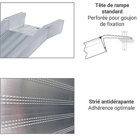 Rampe pour moto avec rebords alu pliable - Largeur 195mm