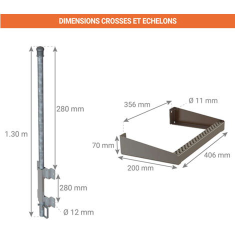 Echelle d'accès puits 3 échelons - Hauteur à franchir 0.75m - EC-PUITS-INOX-075