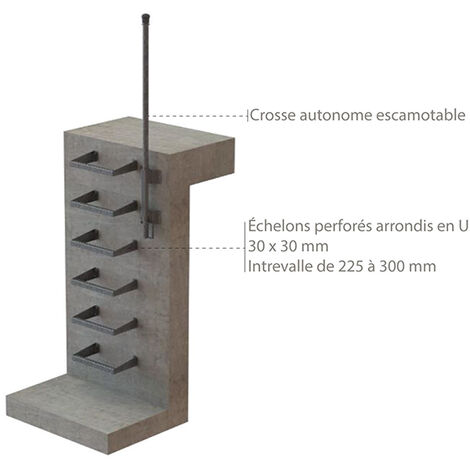 Echelle d'accès puits 3 échelons - Hauteur à franchir 0.75m - EC-PUITS-INOX-075