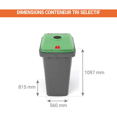 Couvercle marron de poubelle tri sélectif 60L (vendu uniquement avec le  conteneur)