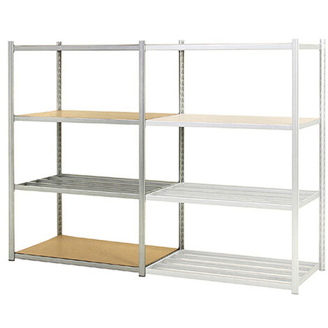 Rayonnage mi lourd 4 nivx - Élément suivant - 1760x1500x500mm - 76kg/niv - Utilisable uniquement avec un module de départ - RAYEPS/1538/4N/S (1/4)