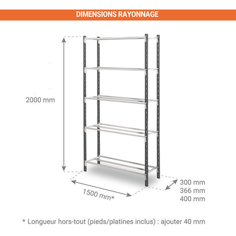 Rayonnage d'atelier 5 nivx - lment suivant - 2000x1500x366mm - 71kg ...