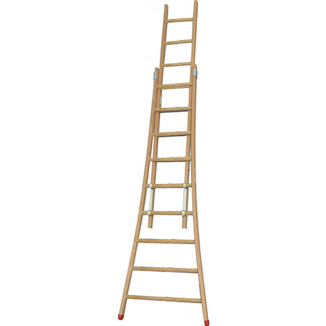 Echelle bois coulissante 2x13 barreaux - Hauteur à atteindre 5.53m - BE2BE350